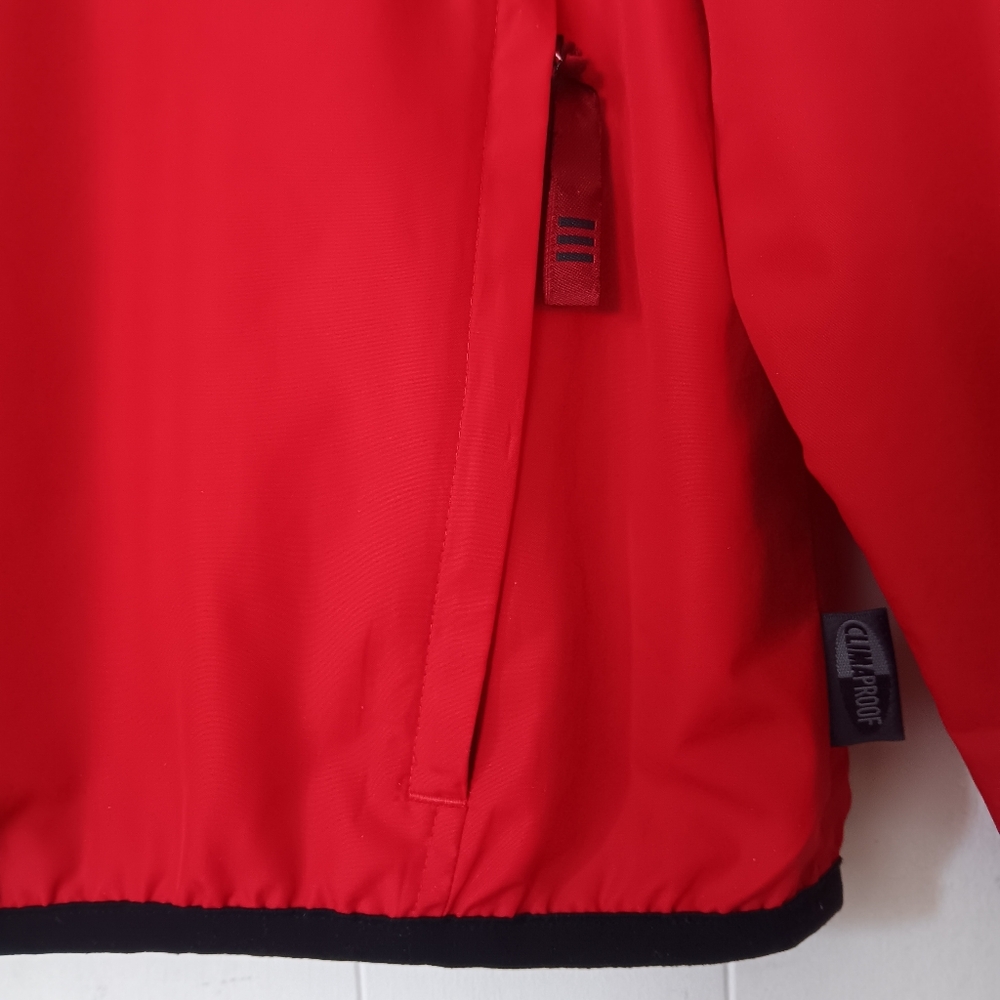 Adidas Men's Sporty Red Striped ClimaProof Hooded Pullover Windbreaker Jacket S - Picture 8 of 15